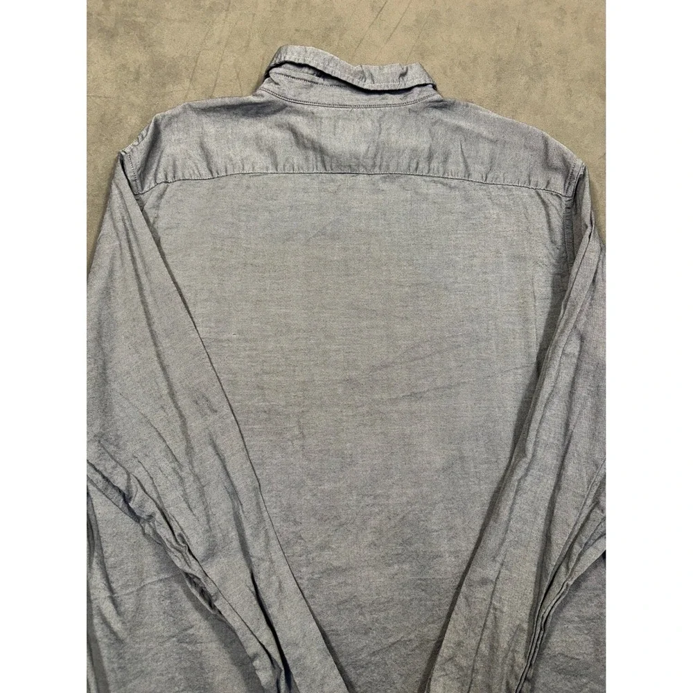 Banana Republic Untucked Slim Fit Chambray Button Down Shirt Mens XL‎ Blue